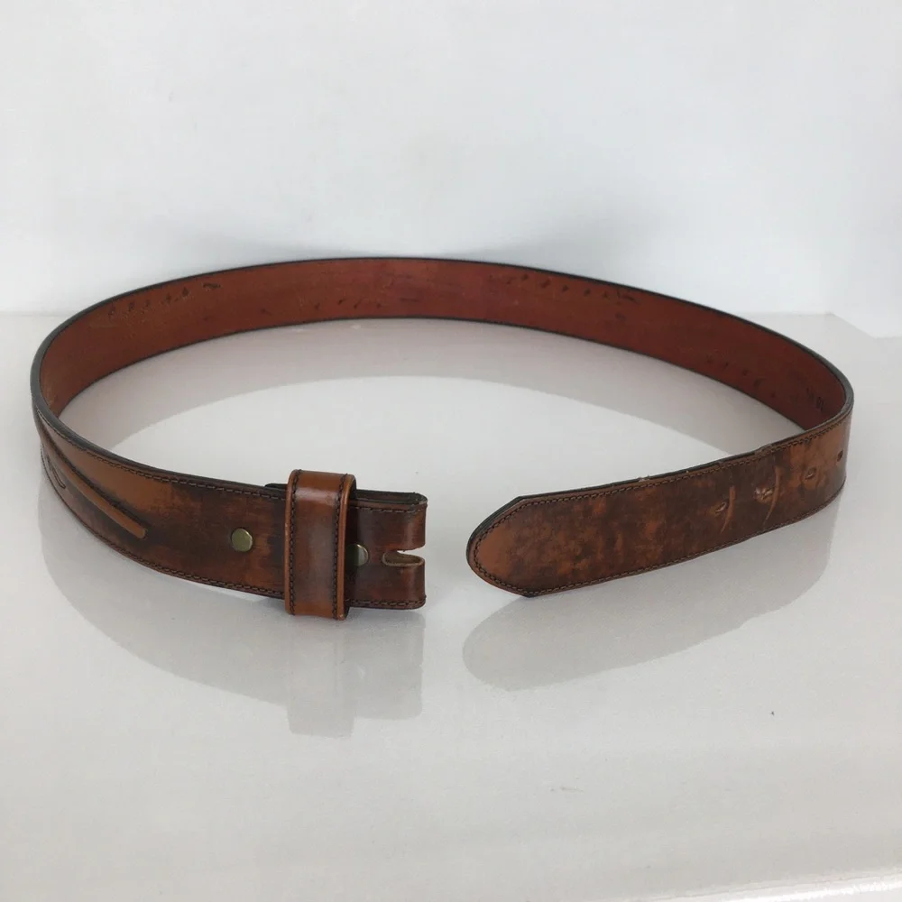 Silver Creek Collection Western Stitched Leather Belt Brown Size 36 Unisex